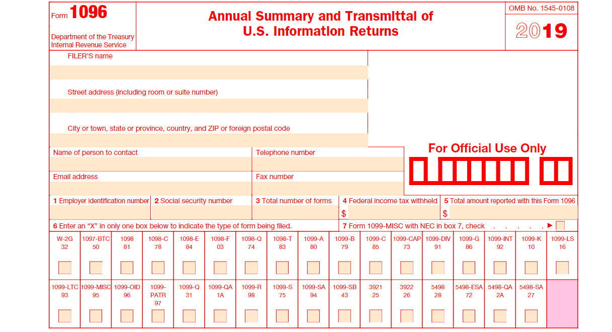 2019 5 SHEETS 1099-DIV IRS Dividends & Distributions & 3=1096 Transmittal Forms 
