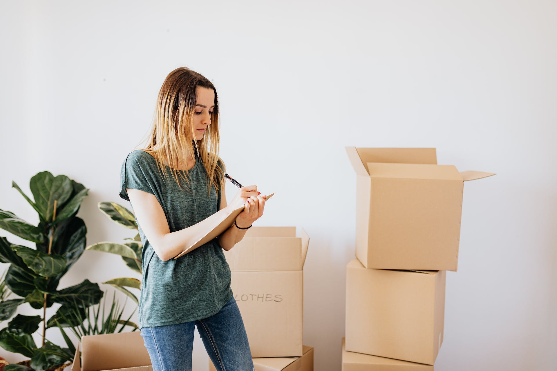 woman looking at the rent receipt