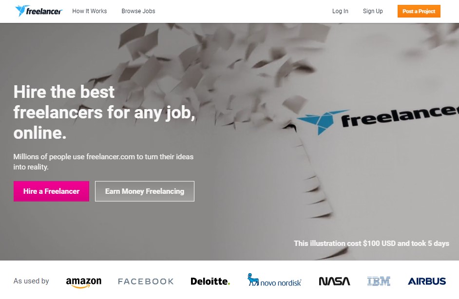 freelancer homepage