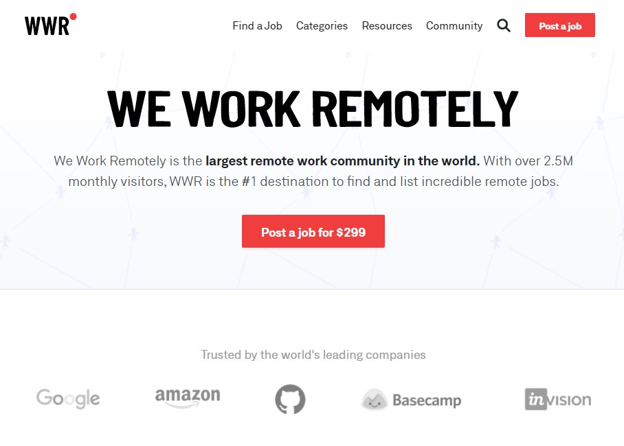 weworkremotely homepage